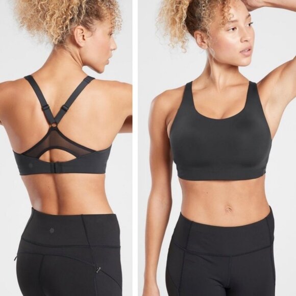 Athleta Advance Bra Black 405744 Women's Size 36C High Impact Workout Mesh Back - Picture 1 of 7